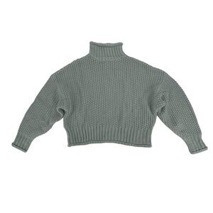H&M Green Knitted Crop Long Sleeve Turtleneck Sweater Size Small Women’s